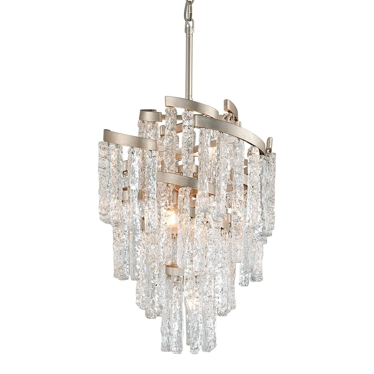 Mont Blanc Seven Light Chandelier in Modern Silver Leaf