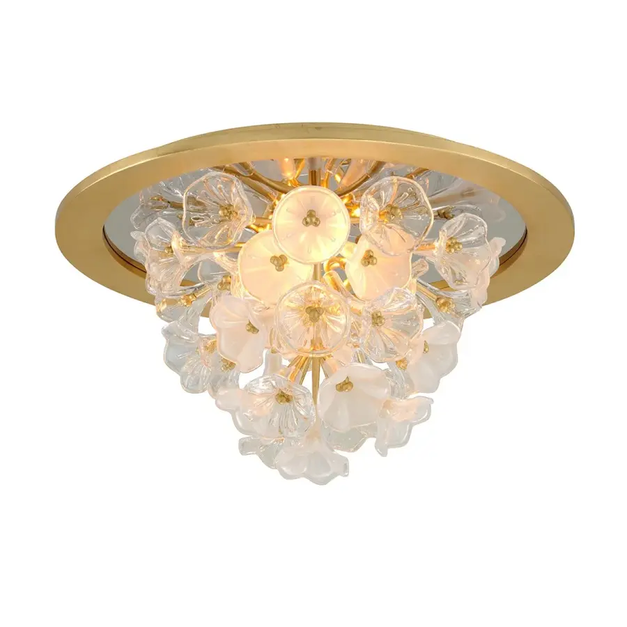 Jasmine Three Light Flush Mount in Gold Leaf