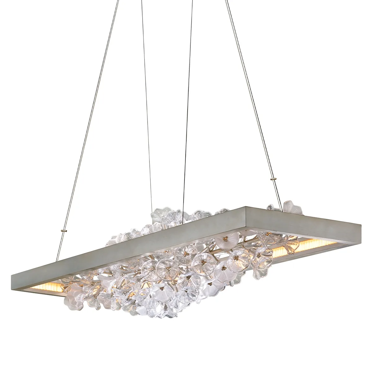 Jasmine LED Linear Chandelier in Silver Leaf