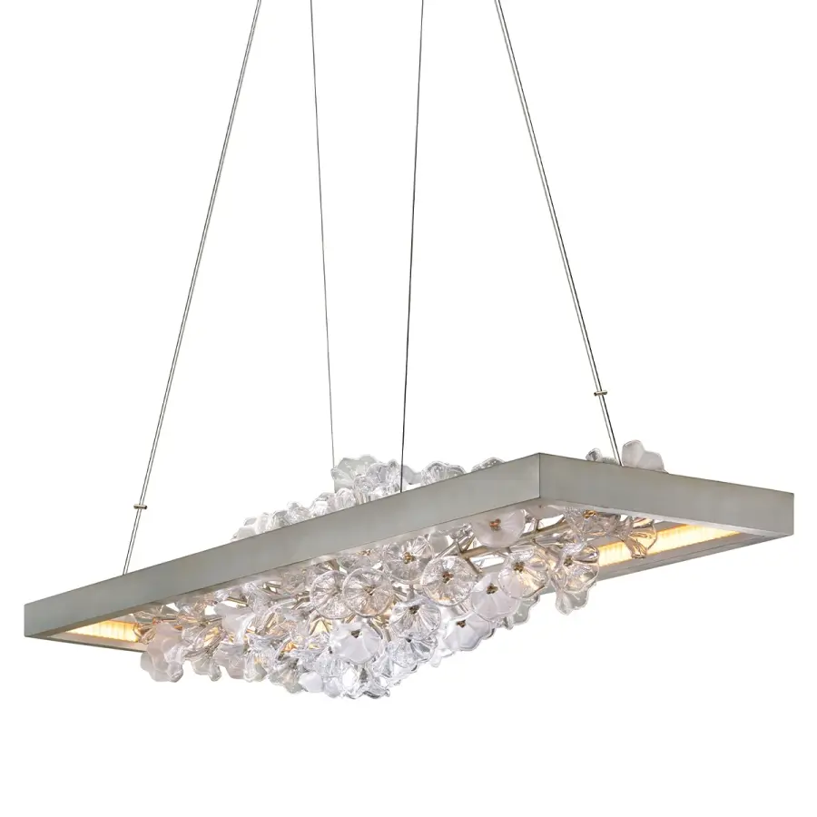 Jasmine LED Linear Chandelier in Silver Leaf