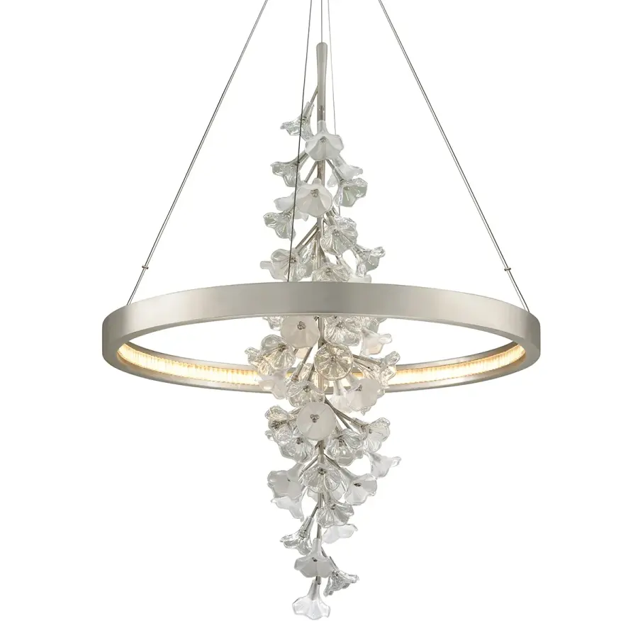 Jasmine LED Chandelier in Silver Leaf