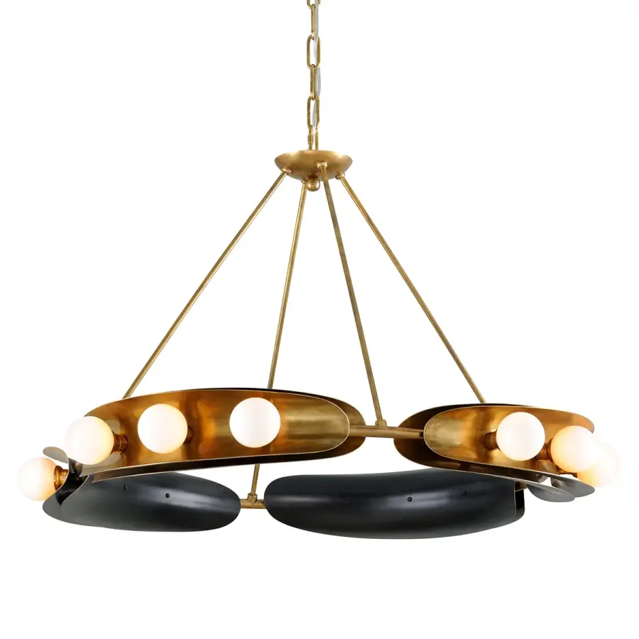 Hopper LED Chandelier in Vintage Brass