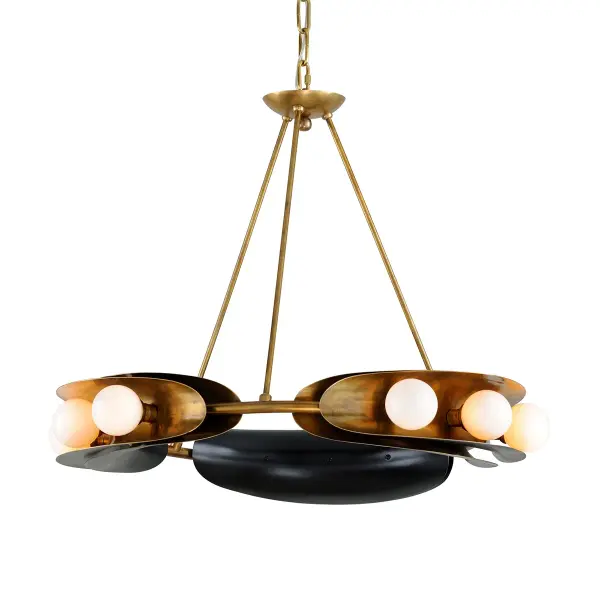 Hopper LED Chandelier in Vintage Brass