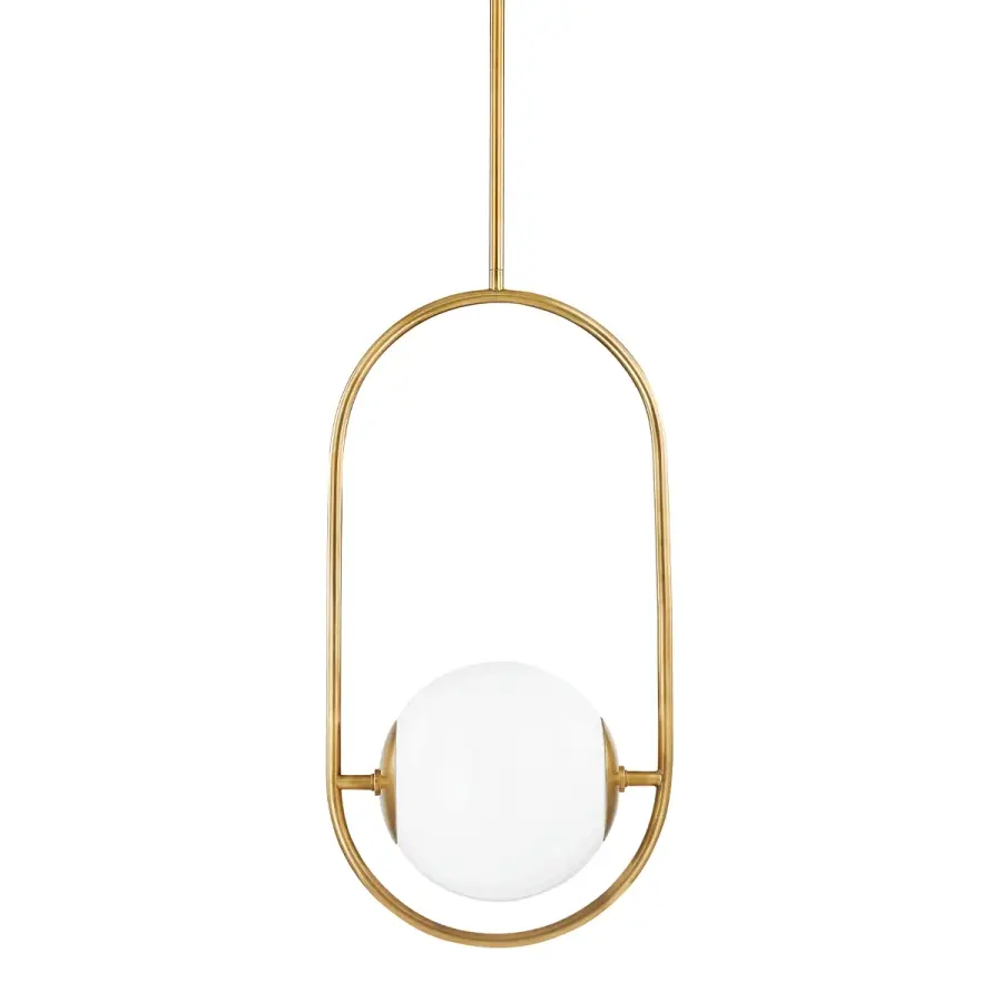 Everley One Light Pendant in Vintage Brass