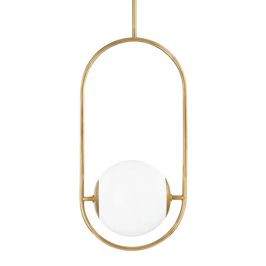 Everley One Light Pendant in Vintage Brass