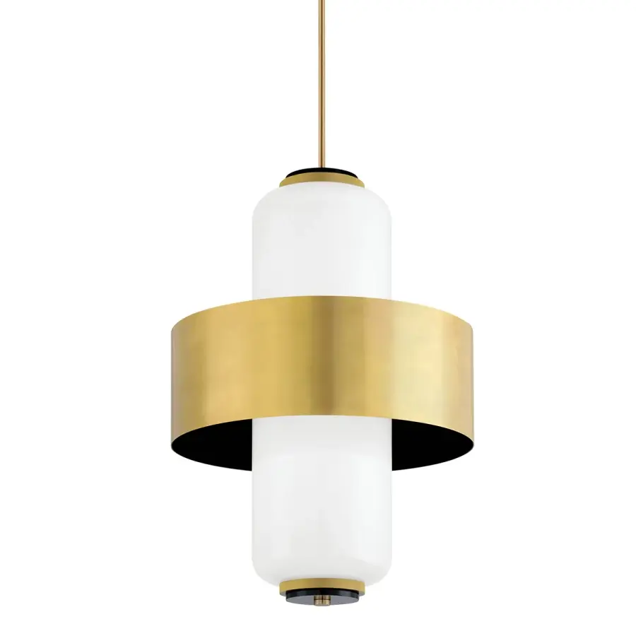 Melrose Six Light Pendant in Vintage Brass