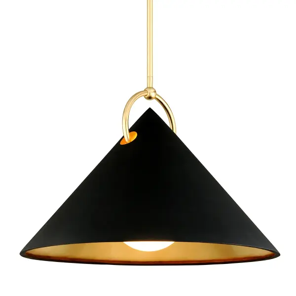 The Charm pendant delivers dramatic scale and artisanal craftsmanship with its 38-inch hand-crafted iron frame in luminous gold leaf. The opal white glass diffuses light beautifully while the substantial size commands attention in large spaces.