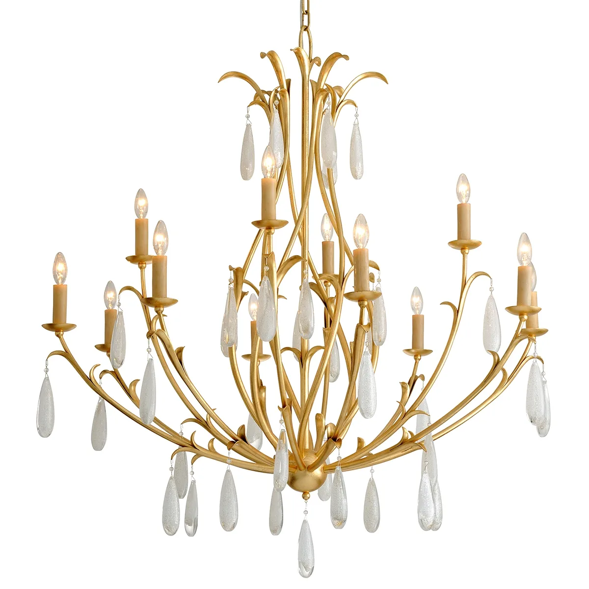 Prosecco 12-Light Chandelier in Gold Leaf