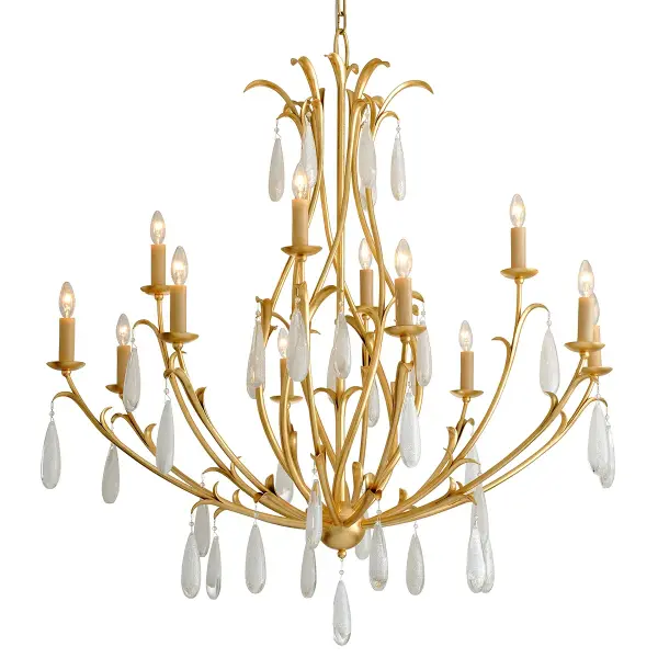 Prosecco 12-Light Chandelier in Gold Leaf