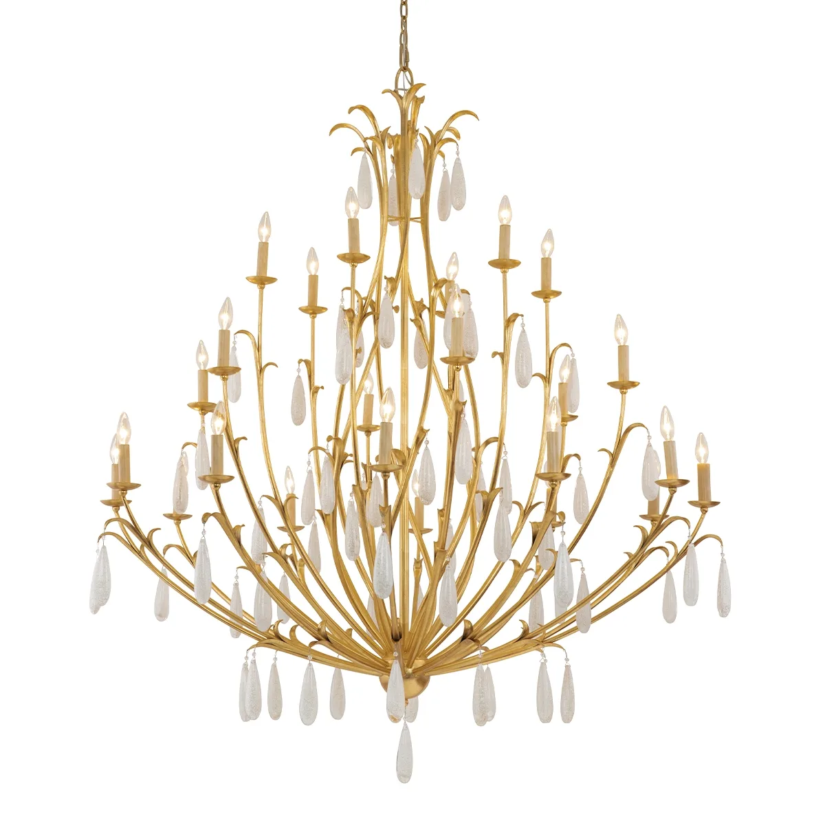 Prosecco 24-Light Grand Chandelier in Gold Leaf