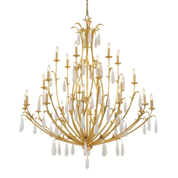 Prosecco 24-Light Grand Chandelier in Gold Leaf