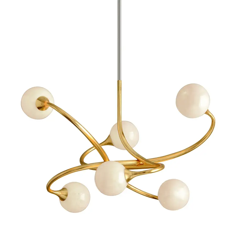 Signature Six Light Chandelier in Gold Leaf