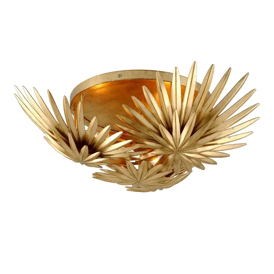 Savvy Three Light Semi Flush Mount in Vintage Gold Leaf