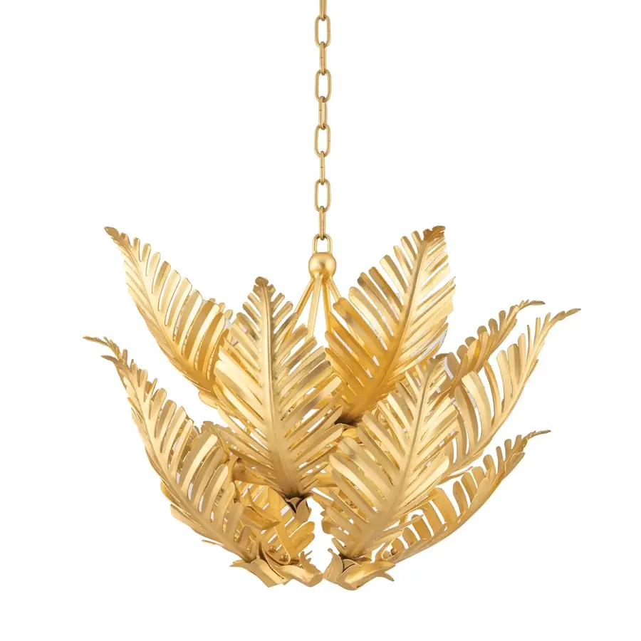 Tropicale Eight Light Pendant in Gold Leaf