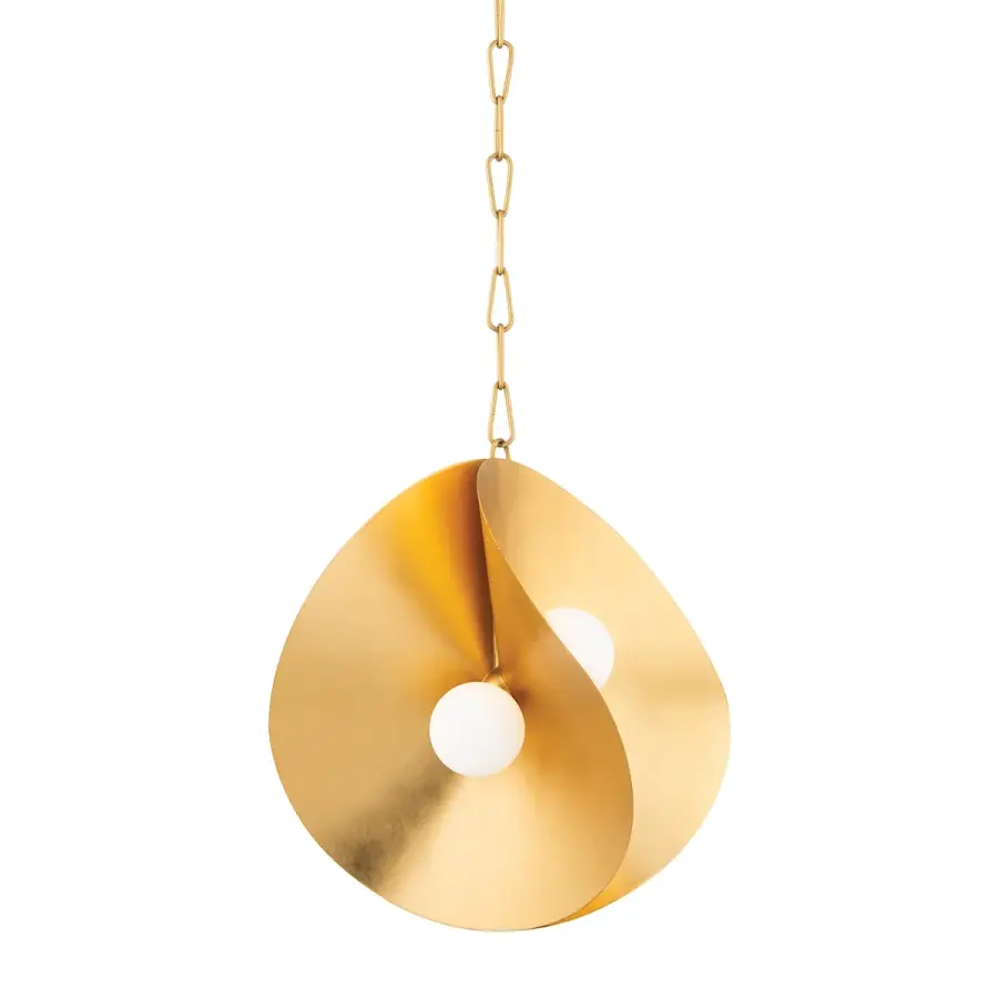 Peony LED Pendant in Gold Leaf
