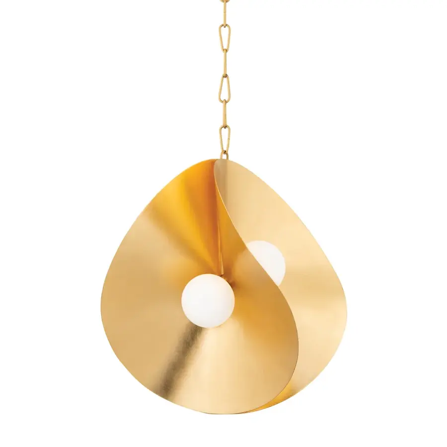 Peony LED Pendant in Gold Leaf