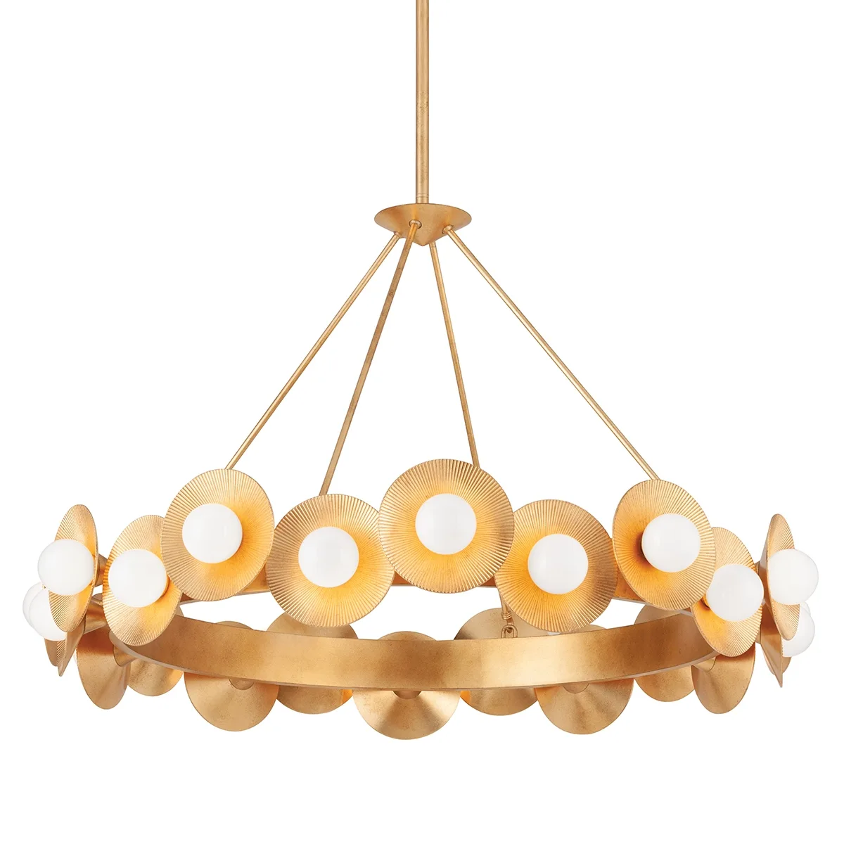 Emerald LED Chandelier in Vintage Gold Leaf