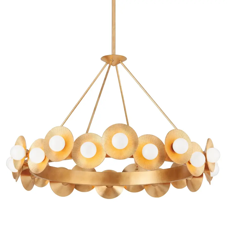 Emerald LED Chandelier in Vintage Gold Leaf
