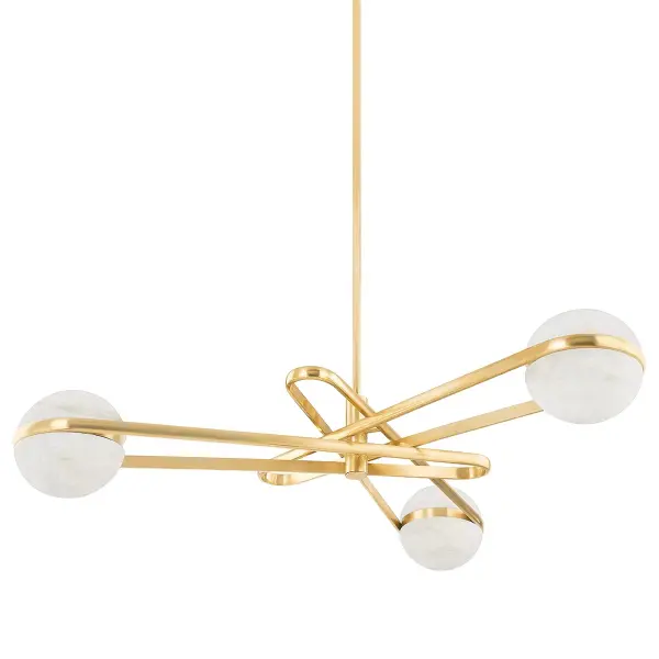 The Kyomi brings mid-century glamour with six alabaster globes wrapped in vintage brass bands. Its low-profile design works beautifully over long tables or islands, while the warm LED light creates an inviting ambiance.