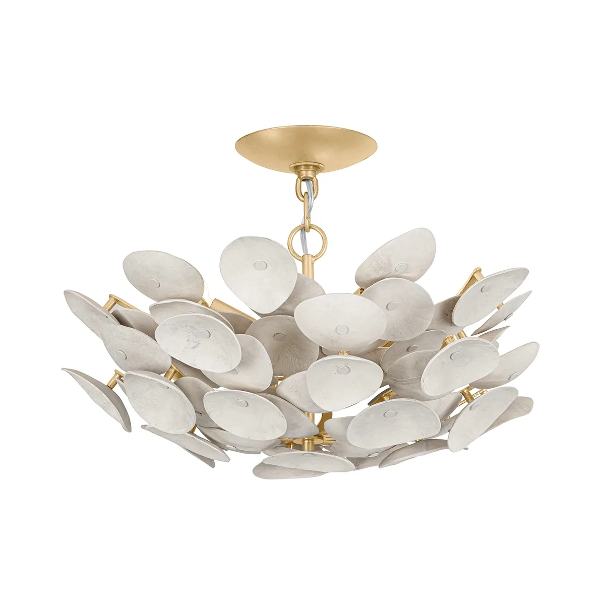 Aimi Three Light Semi Flush Mount in Vintage Gold Leaf