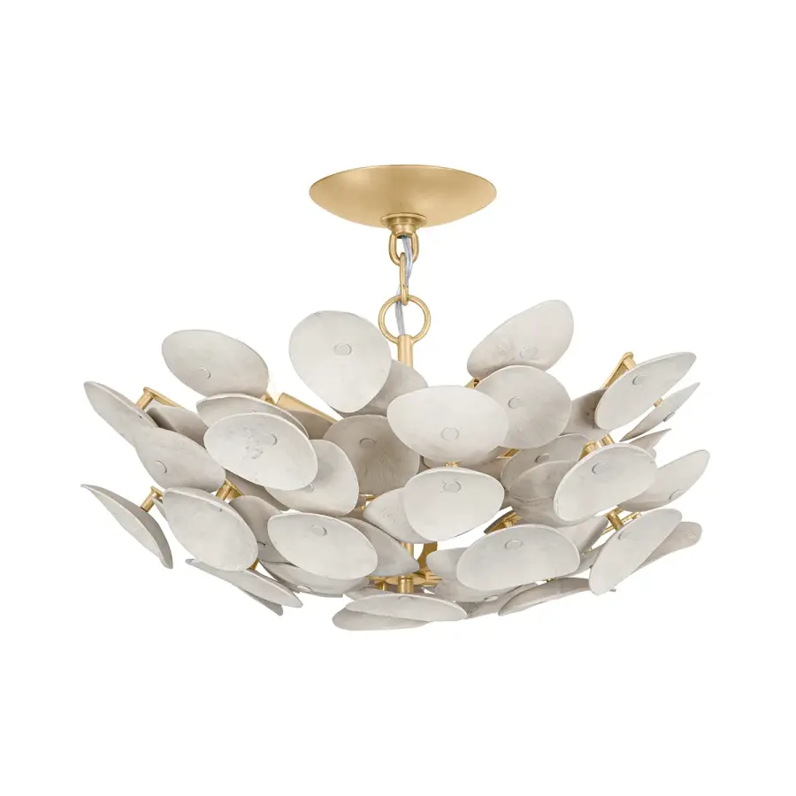 Aimi Three Light Semi Flush Mount in Vintage Gold Leaf