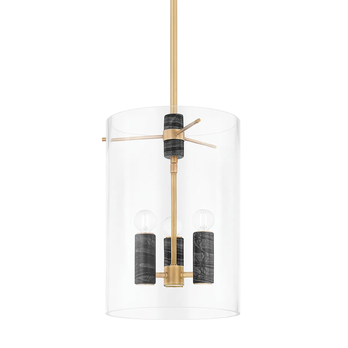 Adonis Three Light Lantern in Vintage Brass