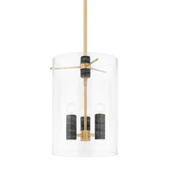 Adonis Three Light Lantern in Vintage Brass