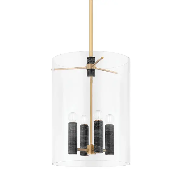 Adonis Four Light Lantern in Vintage Brass