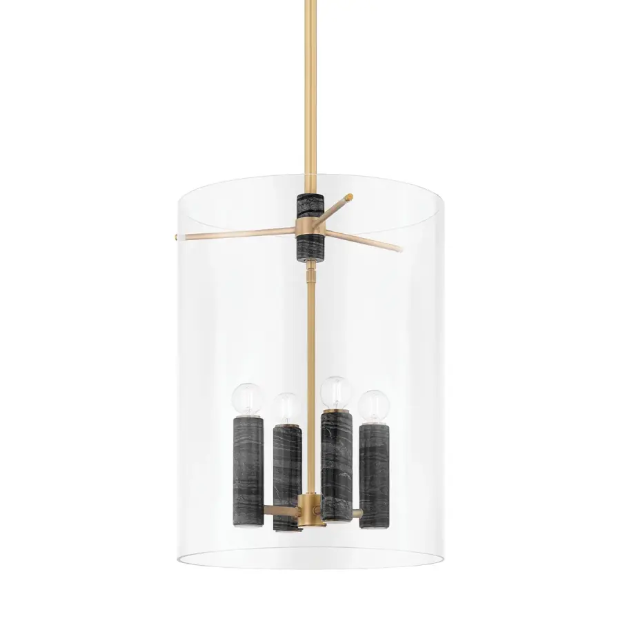Adonis Four Light Lantern in Vintage Brass