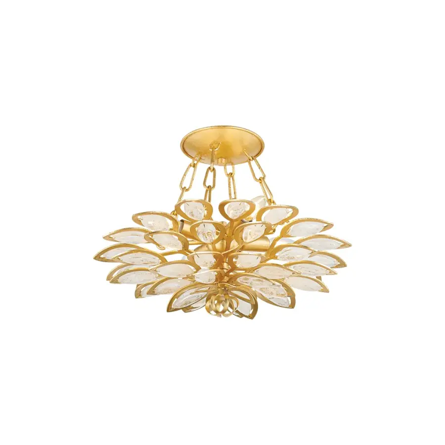 Vittoria Four Light Semi Flush Mount in Gold Leaf