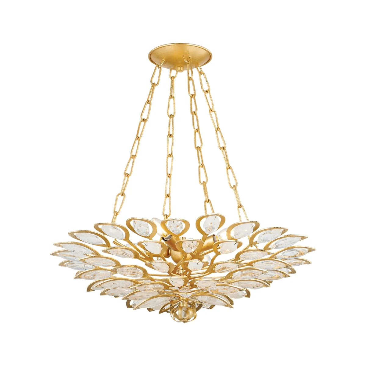 Vittoria Four Light Chandelier in Gold Leaf