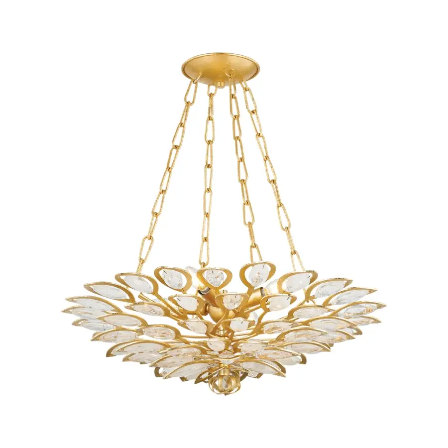 Vittoria Four Light Chandelier in Gold Leaf