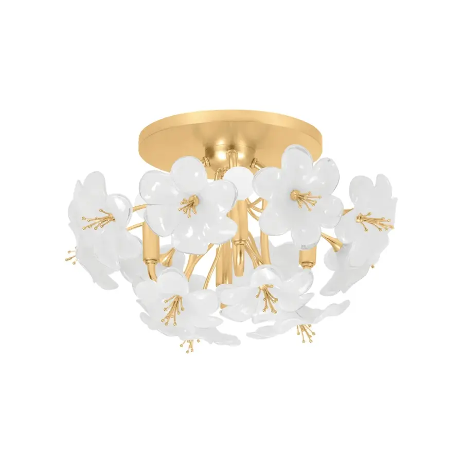 Hygea Four Light Flush Mount in Gold Leaf