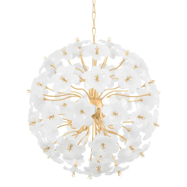 Hygea Eight Light Chandelier in Gold Leaf