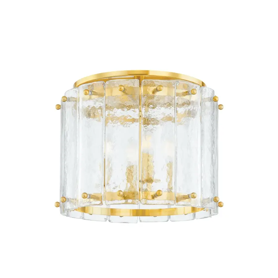 Rio Four Light Flush Mount in Vintage Polished Brass
