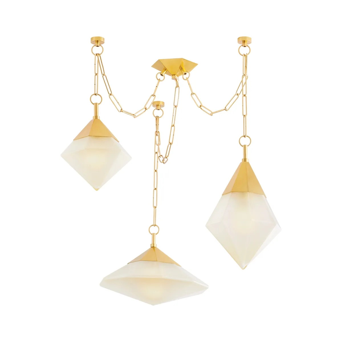 Angelique Three Light Chandelier in Vintage Polished Brass