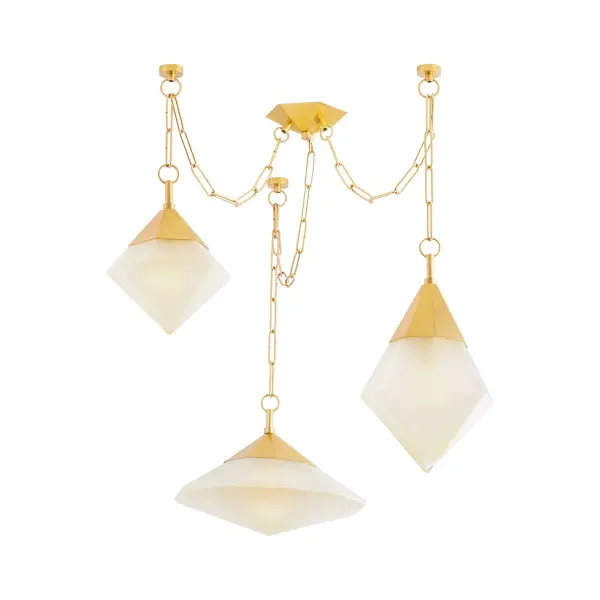 Angelique Three Light Chandelier in Vintage Polished Brass