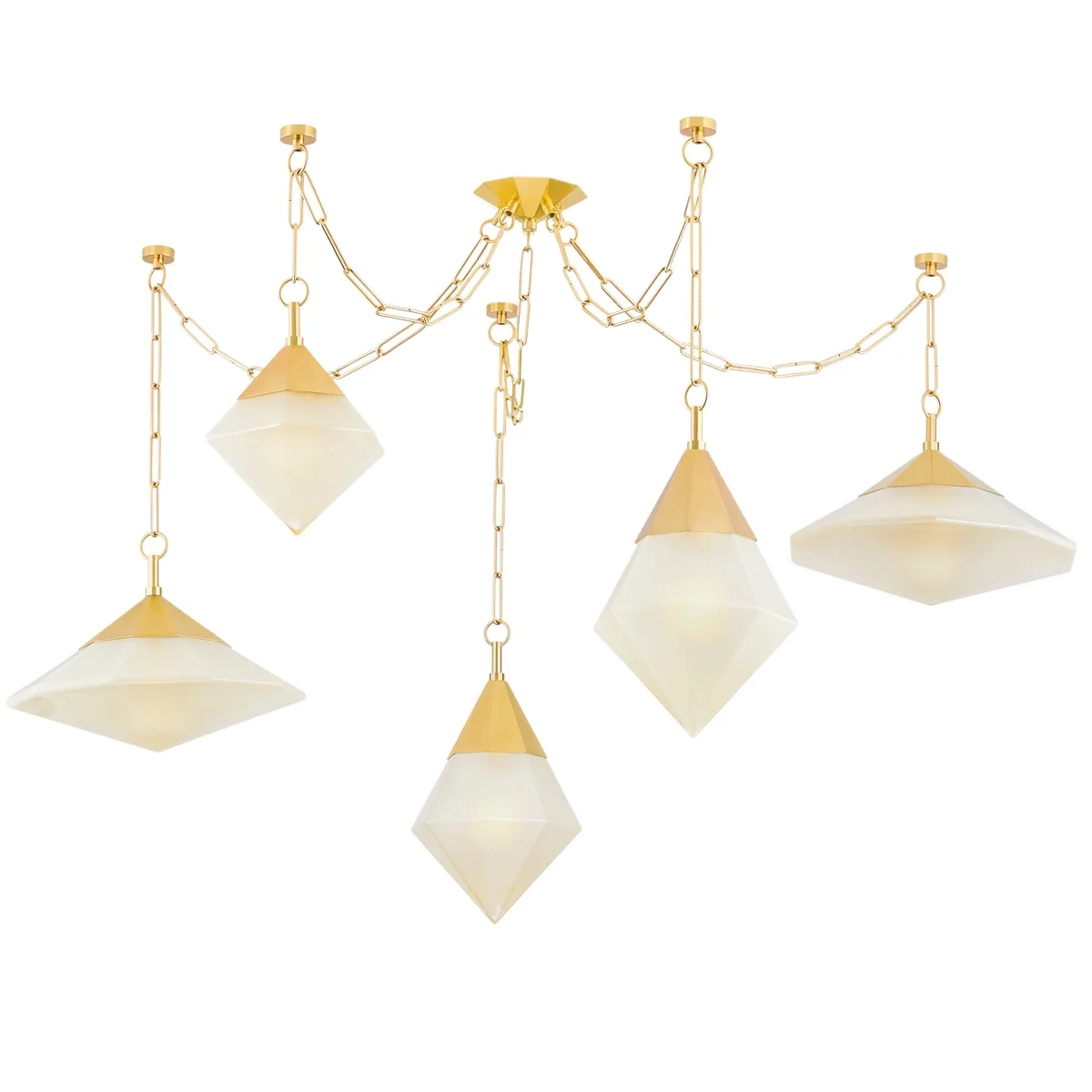 Angelique Five Light Chandelier in Vintage Polished Brass