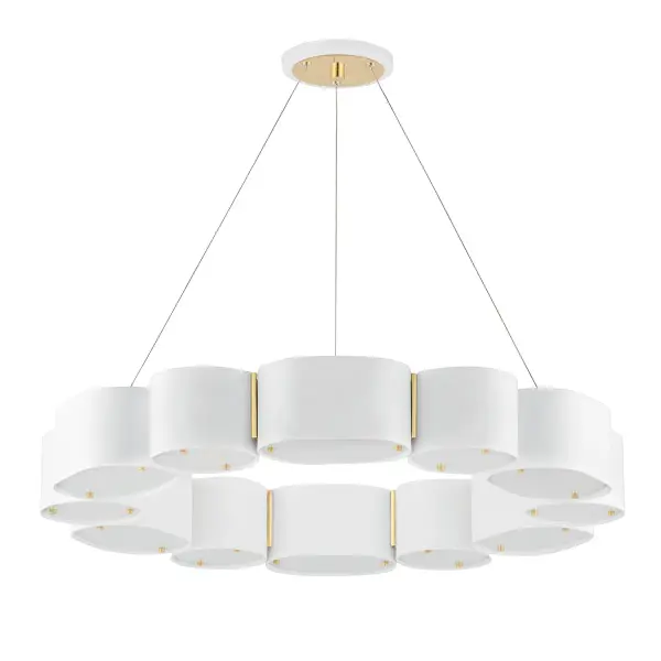 The Opal chandelier combines clean geometric forms with functional elegance. Twelve white-painted glass globes create soft, even illumination perfect for dining and entertaining spaces. The minimalist design adapts to various decor styles.