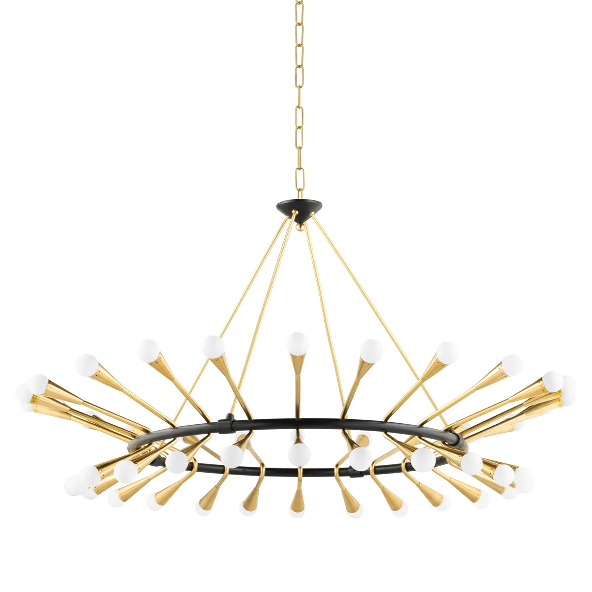 Aries 48-Light Chandelier in Vintage Polished Brass & Black Brass