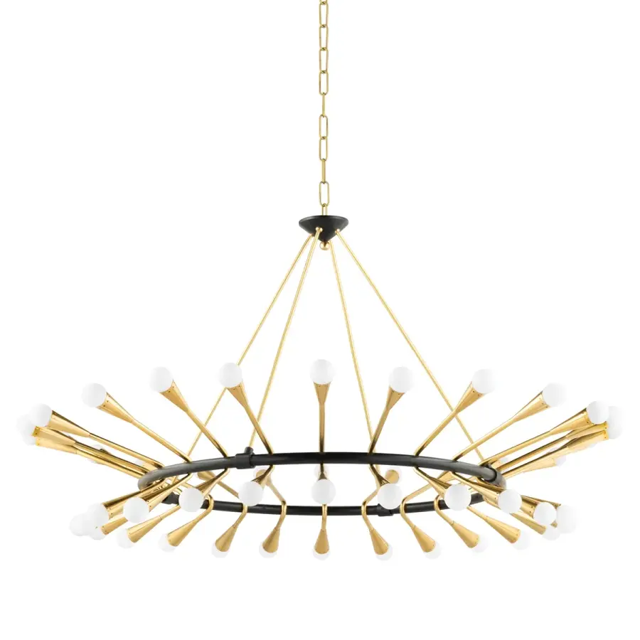 Aries 48-Light Chandelier in Vintage Polished Brass & Black Brass
