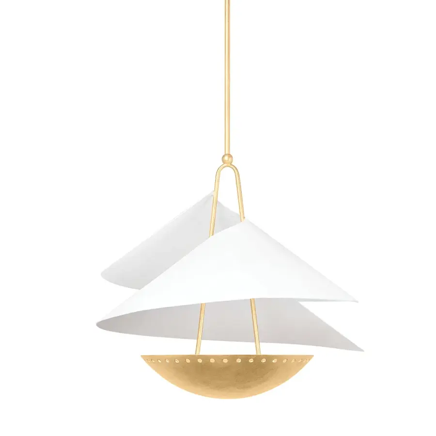 Carini Three Light Pendant in Vintage Gold Leaf