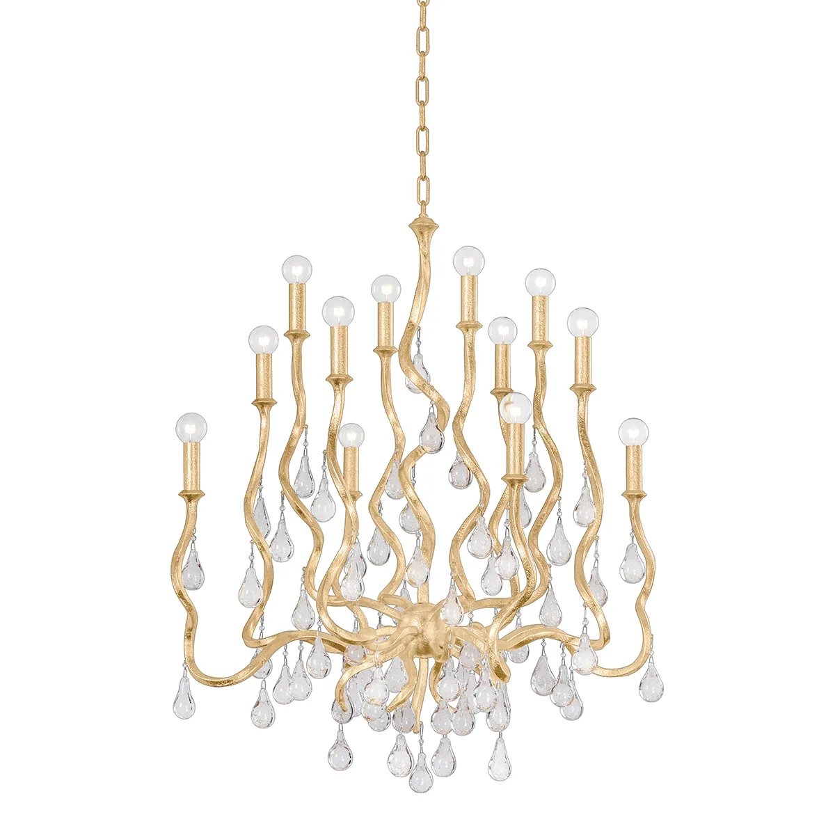 Aveline 12-Light Chandelier in Gold Leaf