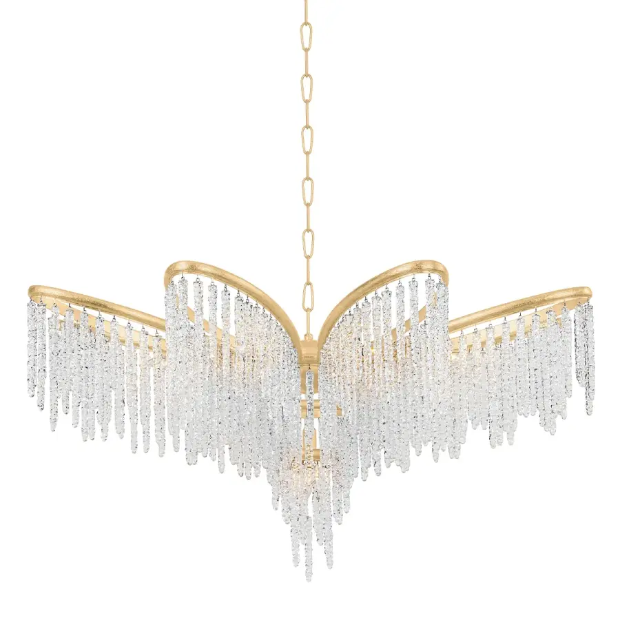 Pandora Nine Light Chandelier in Gold Leaf