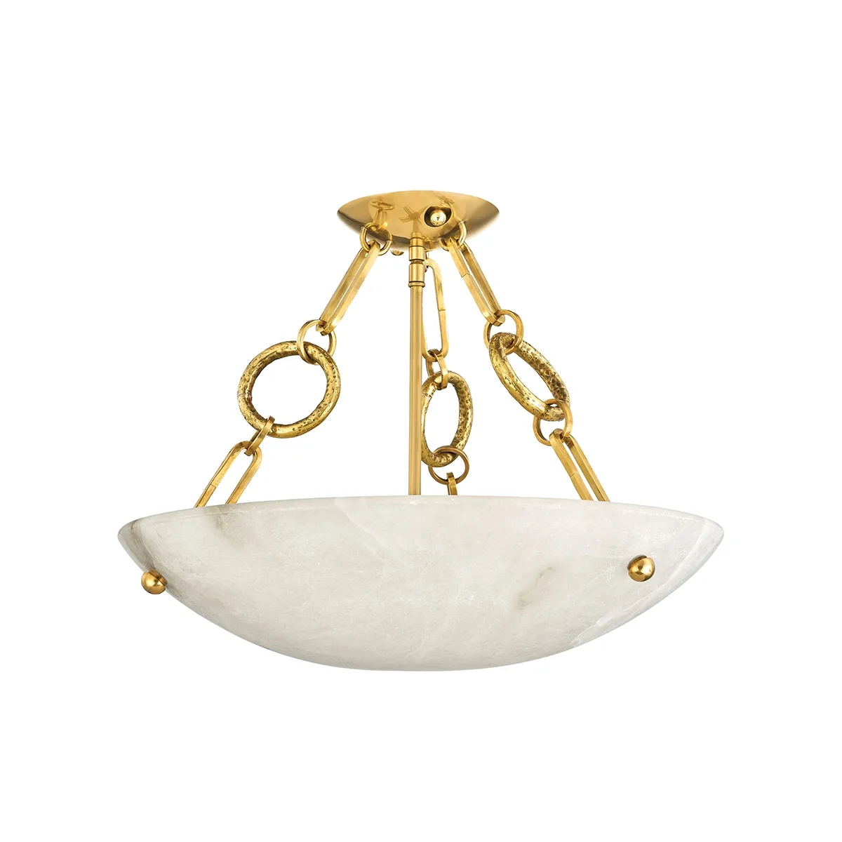 Yadira Four Light Semi Flush Mount in Vintage Brass