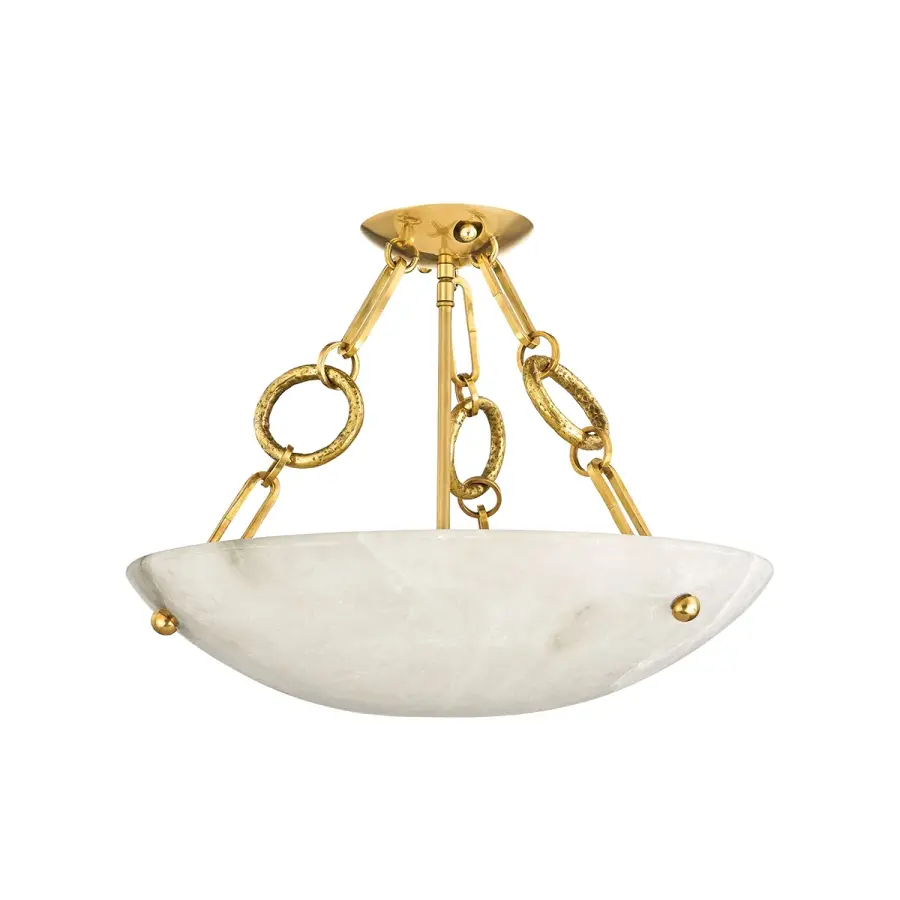 Yadira Four Light Semi Flush Mount in Vintage Brass