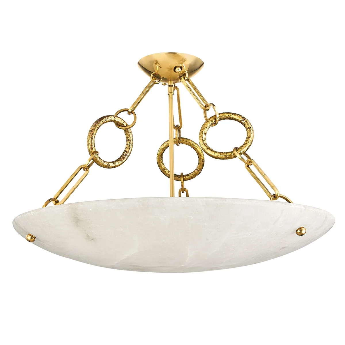 Yadira Six Light Semi Flush Mount in Vintage Brass