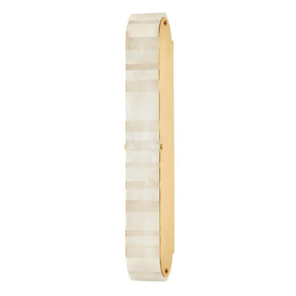 The Budapest LED sconce combines natural alabaster with vintage brass metalwork for a sophisticated, gallery-worthy look. Its unique treaded detailing creates visual interest while the integrated LED provides warm, energy-efficient illumination.