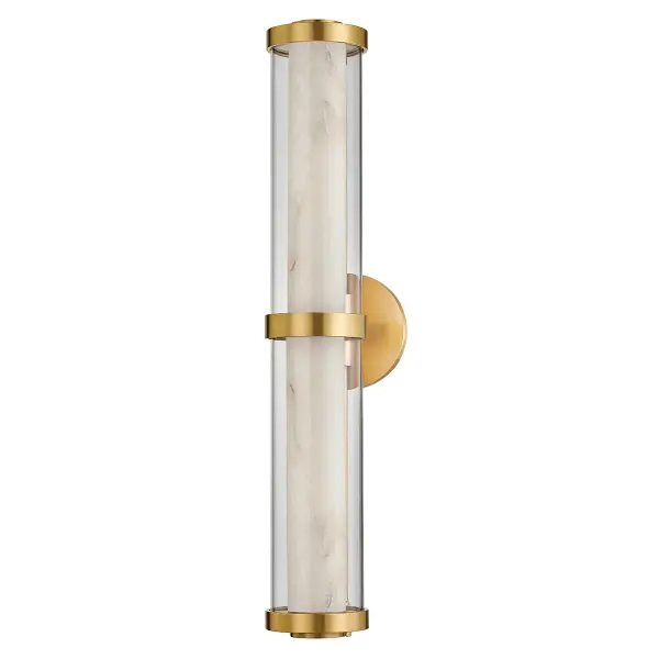 The Caterina LED vanity light combines contemporary design with vintage brass warmth. Its integrated LED provides efficient, high-quality illumination perfect for bathroom tasks. The clear glass shade and compact profile work well in modern and transitional spaces.