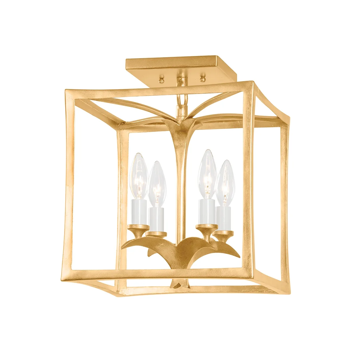 Bergamo Four Light Flush Mount in Vintage Gold Leaf
